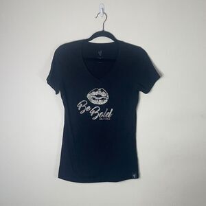 Younique Be Bold Black V Neck Tee Shirt Size Large